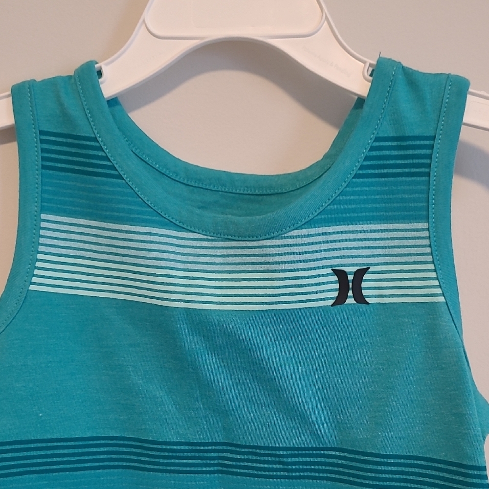 Hurley Kids Teal and Navy Striped Tank Top - Picture 3 of 10